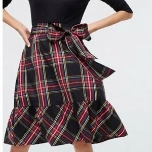 J. Crew Black and Red Plaid A-Line Skirt